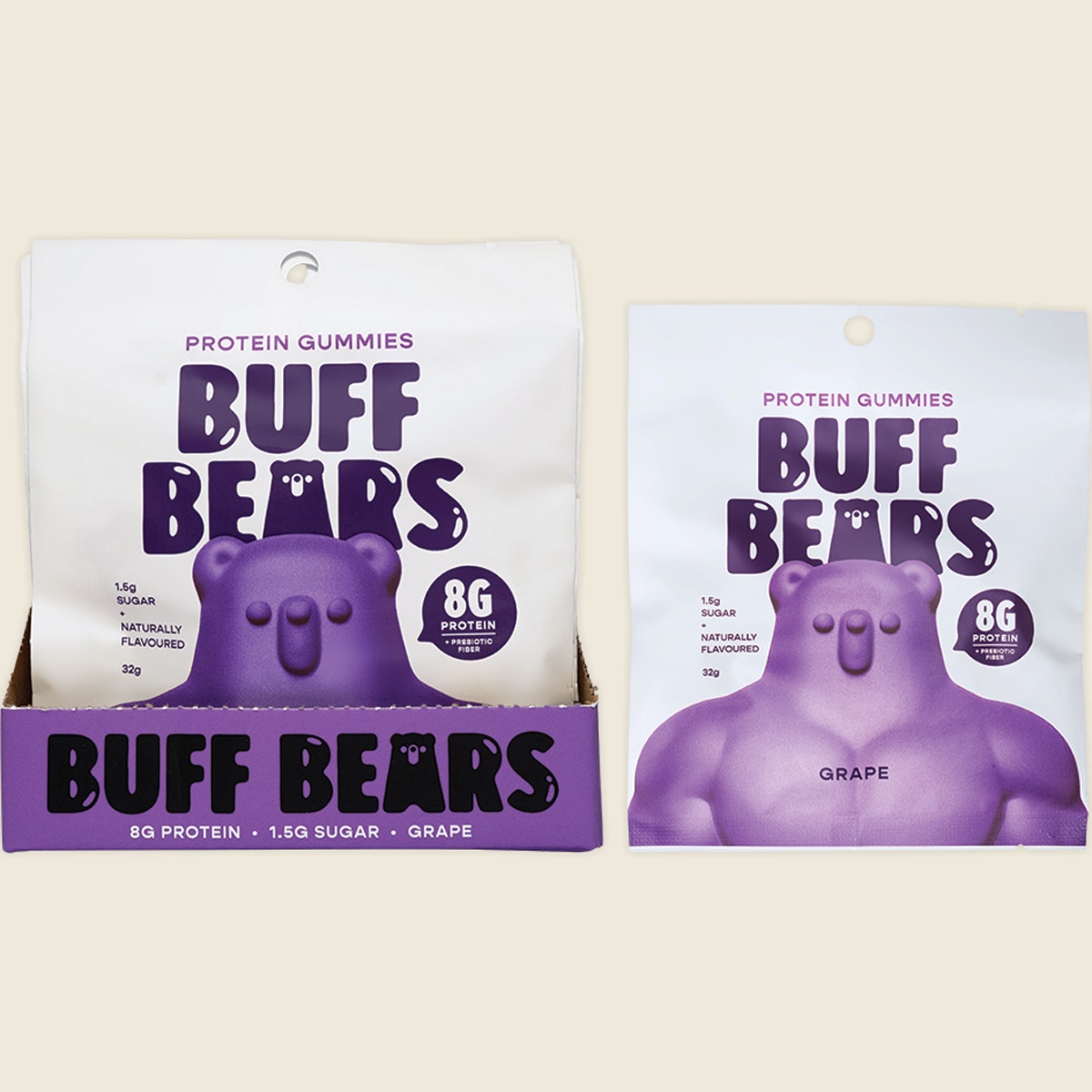 Buff Bears Protein Gummies Grape 12x32g