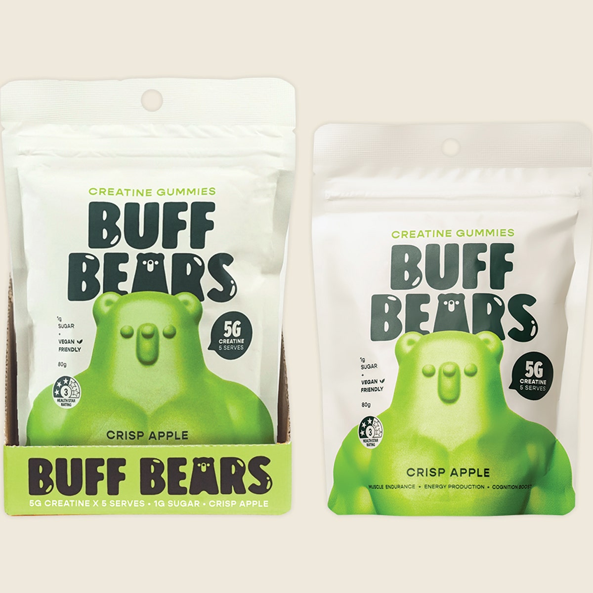 Buff Bears Creatine Gummies Crisp Apple 8x80g