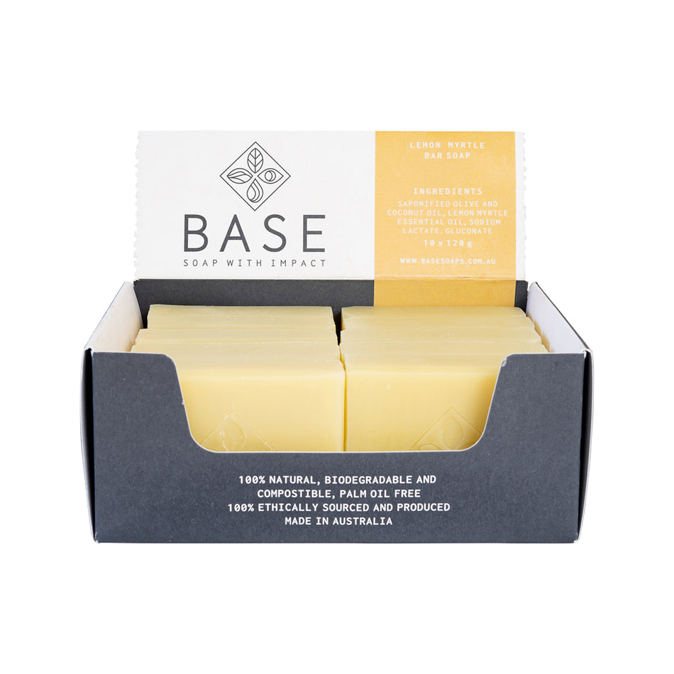 Base (Soap With Impact) Soap Bar Lemon Myrtle (Raw Bar) 120g x 10 Pack