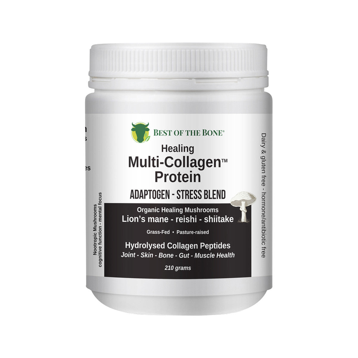 Best of the Bone Healing Multi-collagen Protein Powder Adaptogen-stress Blend Organic Healing Mushrooms: Lion's Mane Reishi Shiitake