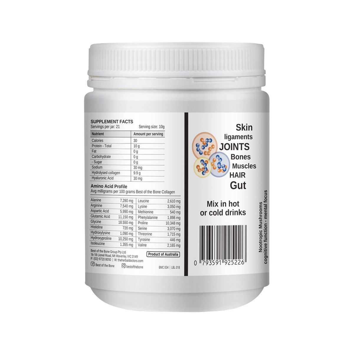 Best of the Bone Healing Multi-collagen Protein Powder Adaptogen-stress Blend Organic Healing Mushrooms: Lion's Mane Reishi Shiitake