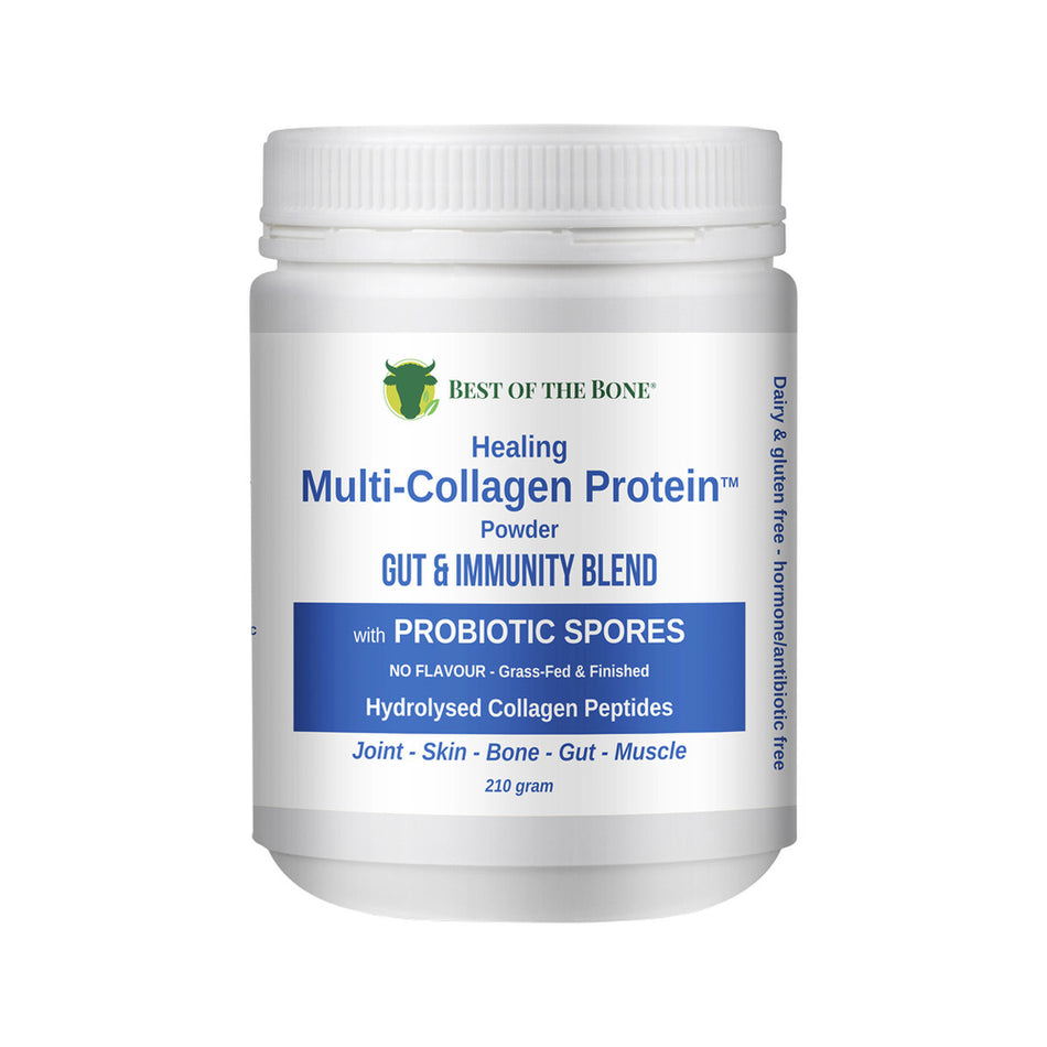 Best of the Bone Healing Multi-collagen Protein Powder Gut & Immunity Blend With Probiotic Spores Unflavoured 210g