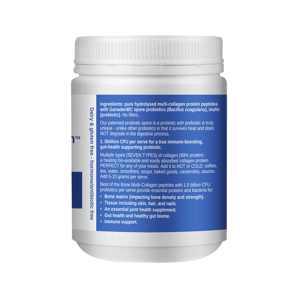 Best of the Bone Healing Multi-collagen Protein Powder Gut & Immunity Blend With Probiotic Spores Unflavoured 210g