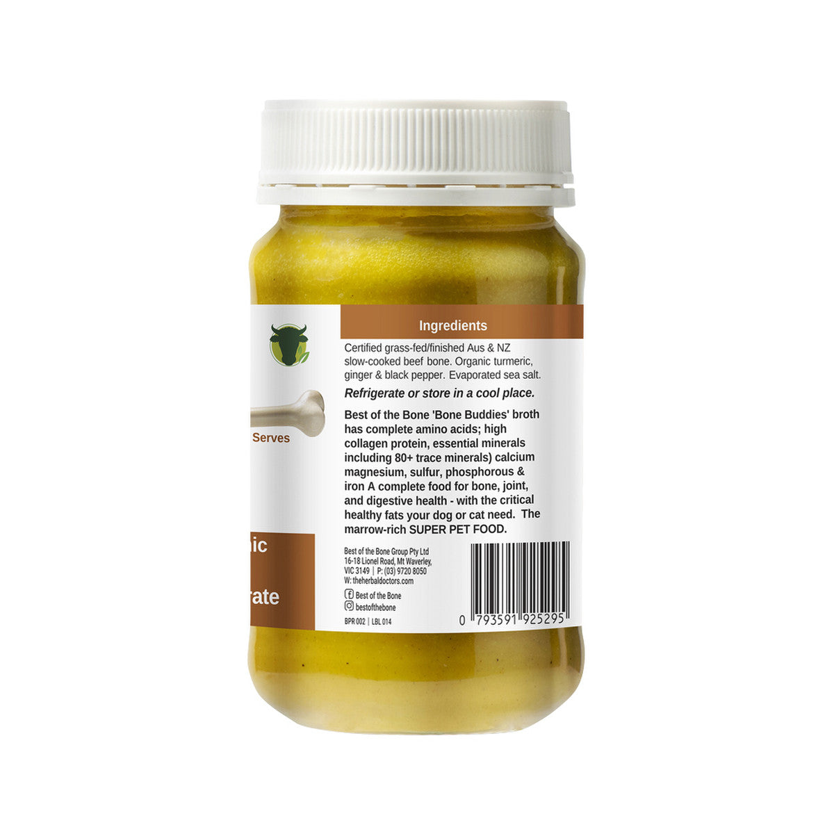 Best of the Bone Bone Buddies Pet Bone Broth Beef Concentrate With Organic Turmeric-ginger 375g