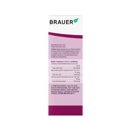 Brauer Sambucus Kids Sore Throat Spray Strawberry Flavour Oral Spray 50ml