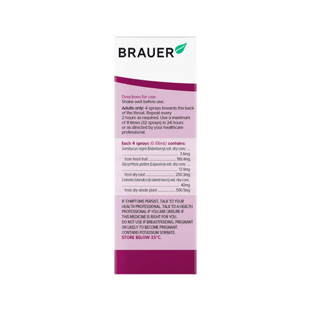 Brauer Sambucus Sore Throat Spray Cherry Flavour Oral Spray 50ml