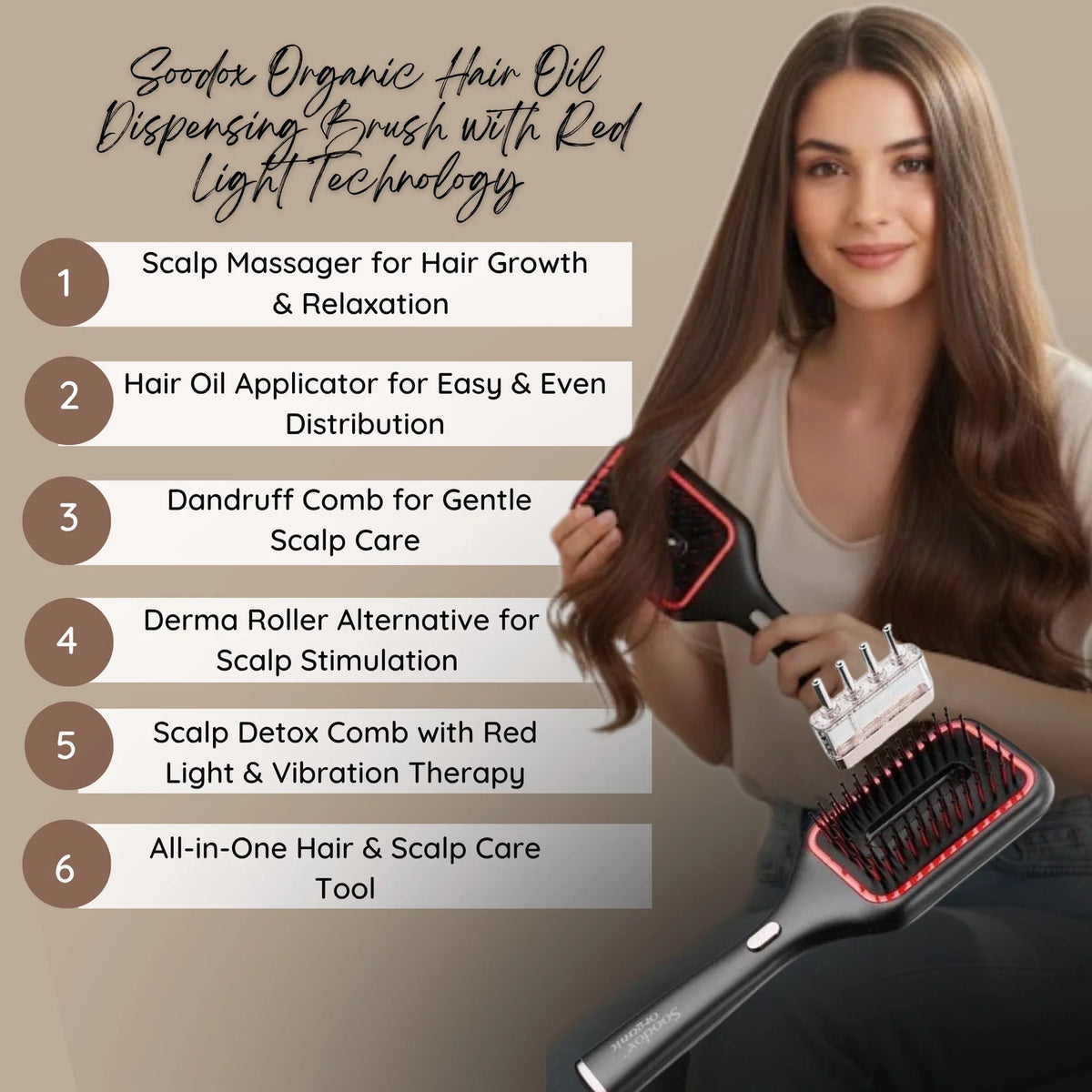 Soodox Organic Hair Oil Dispensing Brush Black
