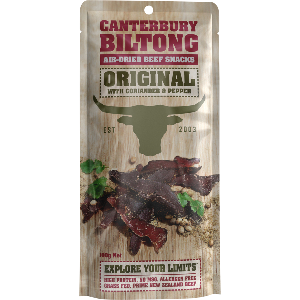 Canterbury Biltong Grass Fed Original Coriander & Pepper 10x100g