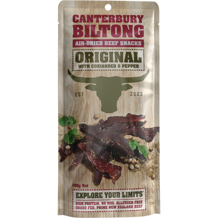 Canterbury Biltong Grass Fed Original Coriander & Pepper 10x100g