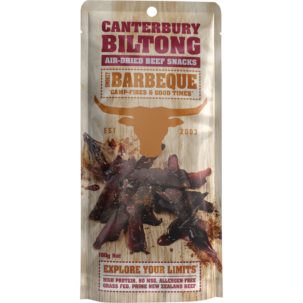 Canterbury Biltong Grass Fed Smokey Barbeque 10x100g