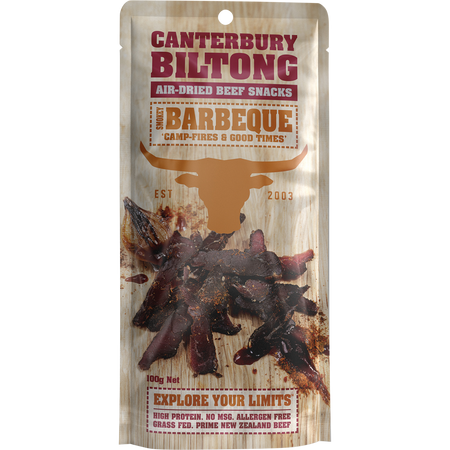 Canterbury Biltong Grass Fed Smokey Barbeque 10x100g