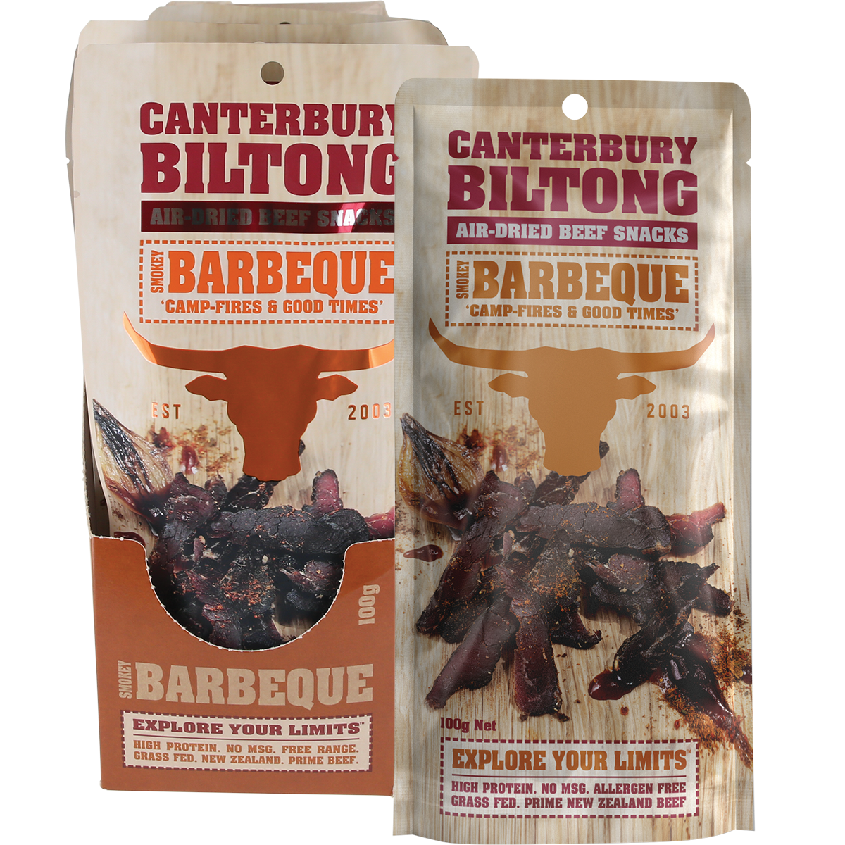 Canterbury Biltong Grass Fed Smokey Barbeque 10x100g