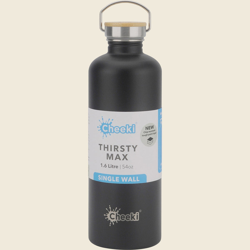 Cheeki Stainless Steel Bottle Matte Black 'Thirsty Max' 1.6L