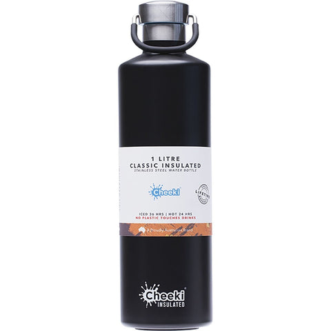 CHEEKI Stainless Steel Bottle Insulated - Matte Black 1L
