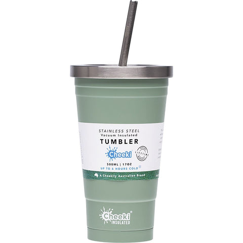 CHEEKI Insulated Tumbler Pistachio - With S/Steel Straw 500ml