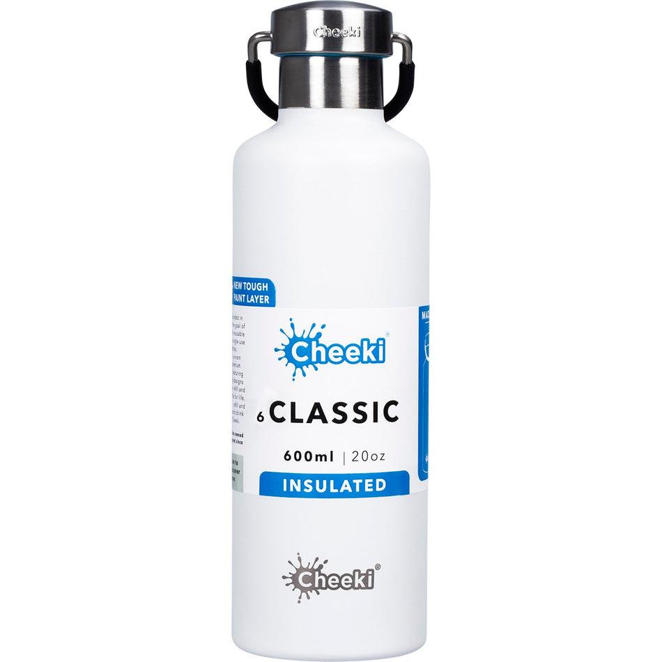 Cheeki Stainless Steel Bottle Insulated White 600ml