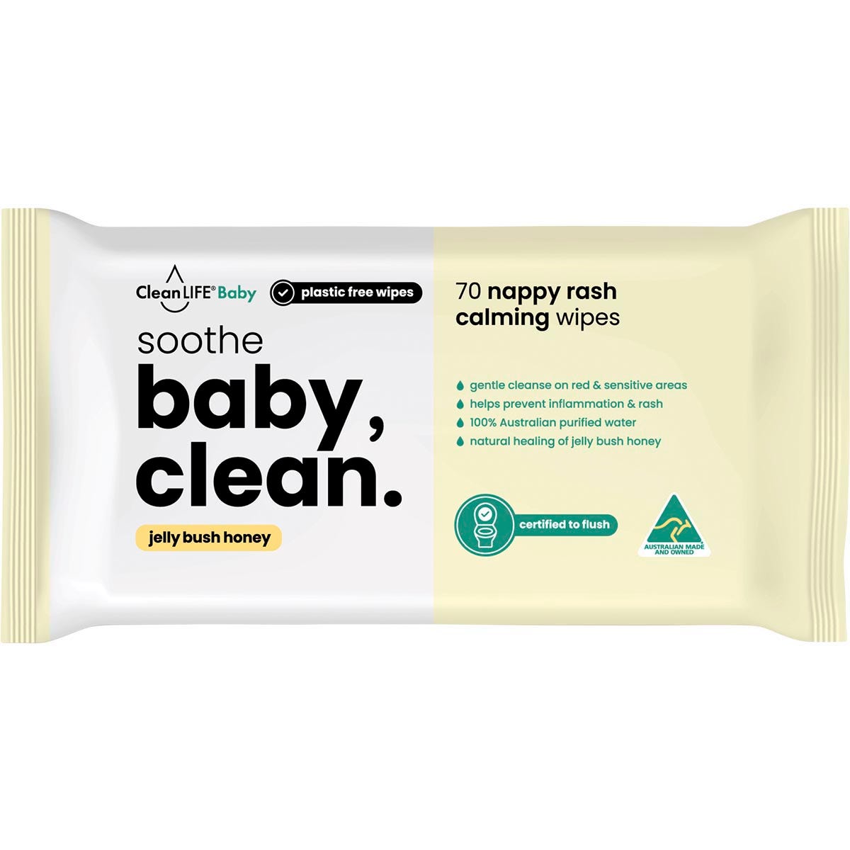 CleanLIFE Baby Clean Soothe Flushable Plastic Free Wipes 70pk