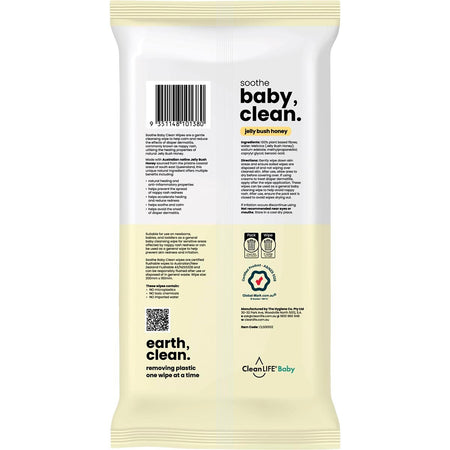 CleanLIFE Baby Clean Soothe Flushable Plastic Free Wipes 70pk