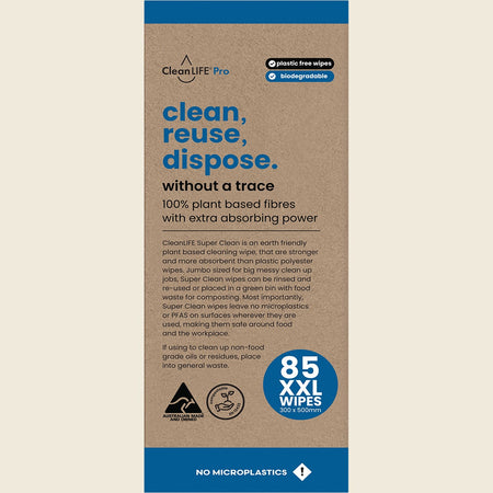 CleanLIFE Super Clean Reusable Absorbent Cleaning Wipes 85pk