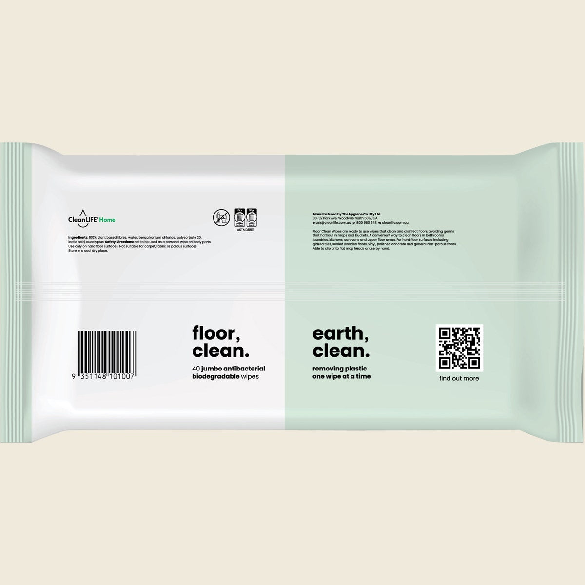 CleanLIFE Floor Clean Wipes 40pk