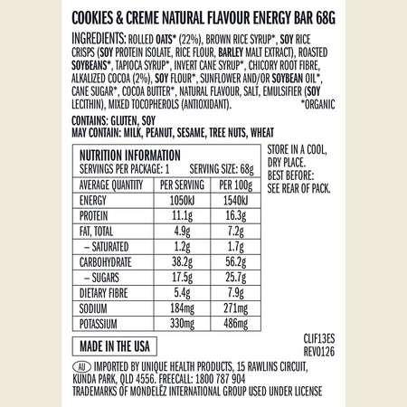 CLIF Energy Bar Cookies & Creme 12x68g