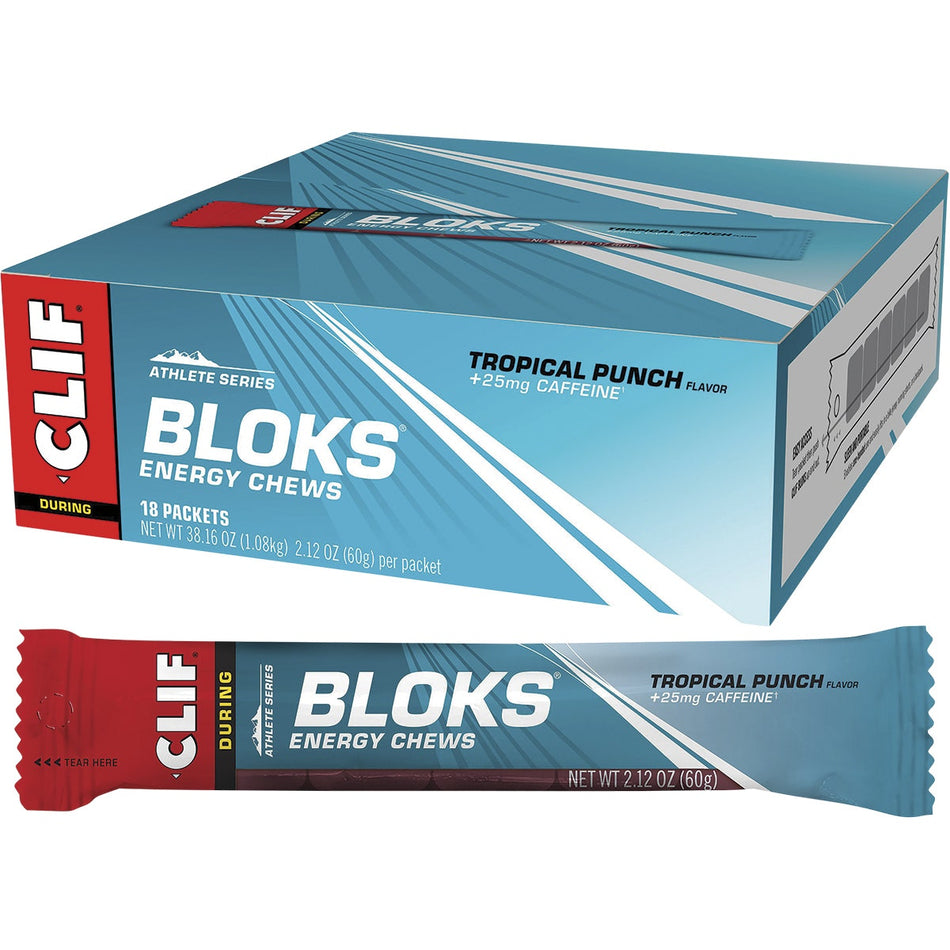 CLIF Bloks Energy Chews Tropical Punch (25mg Caffeine) 60g 18PK