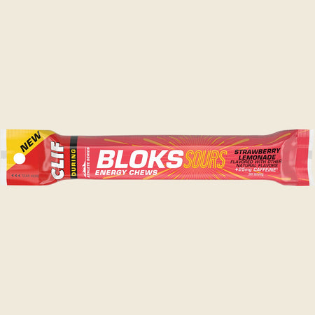CLIF Bloks Energy Chews Sour Strwby Lemonade 25mg Caffeine 18x60g