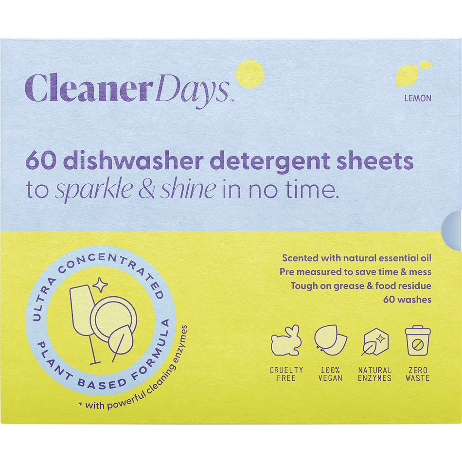 CLEANER DAYS Dishwasher Detergent Sheets Lemon 60pcs