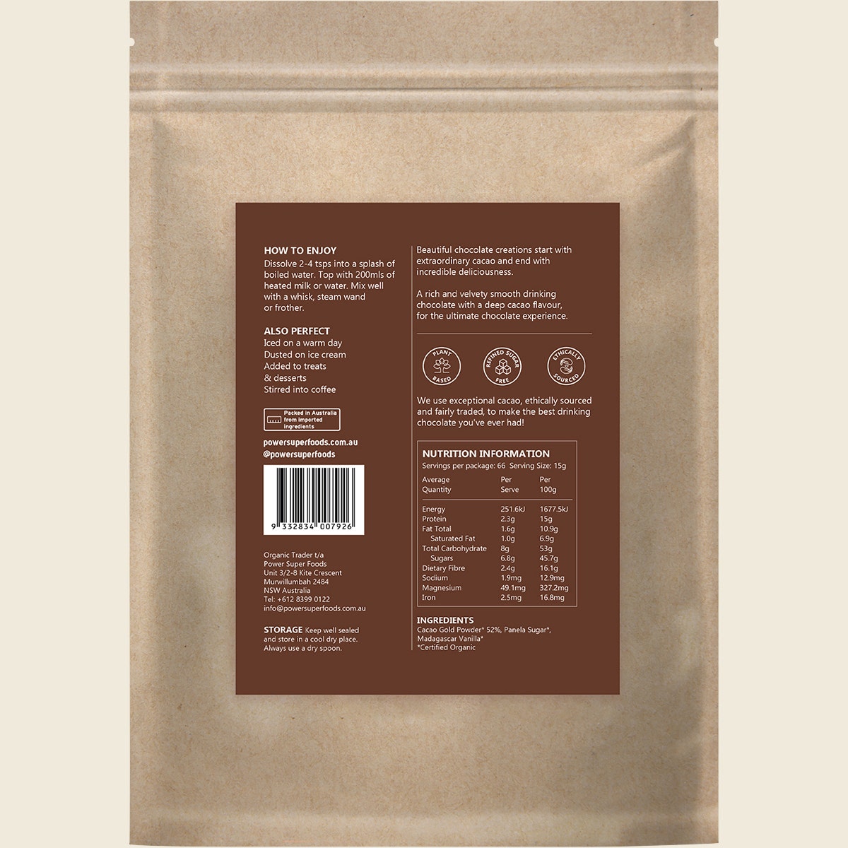 Power Super Foods Dark Drinking Chocolate 1kg