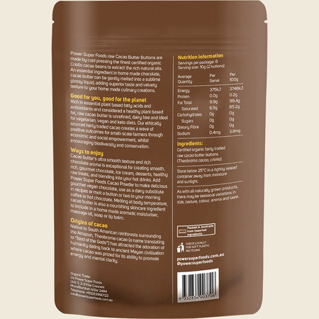 Power Super Foods Cacao Butter Buttons Raw Certified Organic 80g
