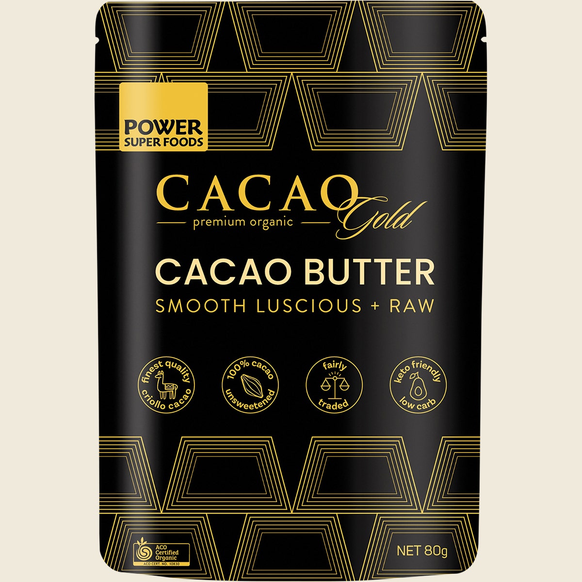 Power Super Foods Cacao Gold Butter Chunks Raw Certified Organic 80g