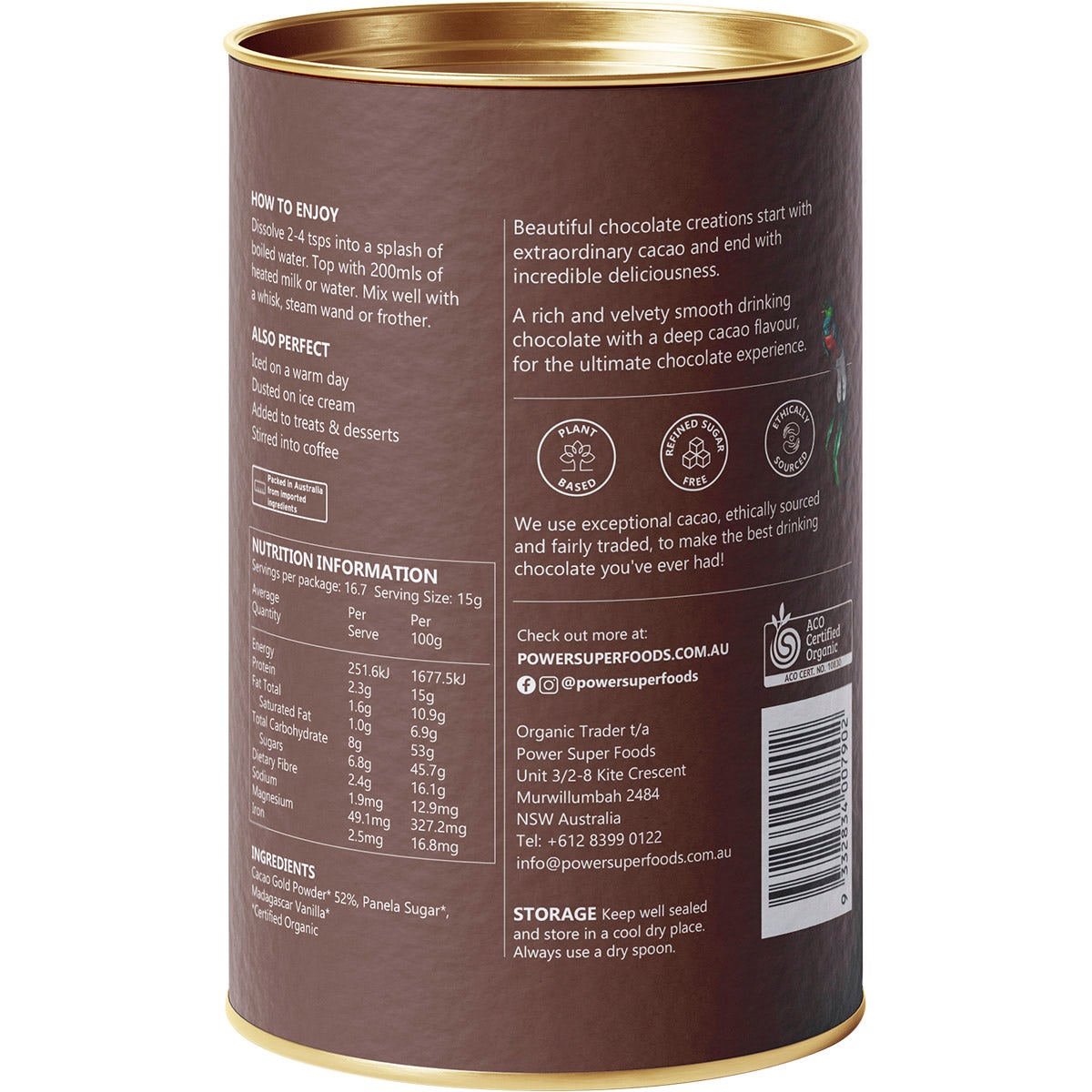 POWER SUPER FOODS Organic Dark Drinking Chocolate 250g