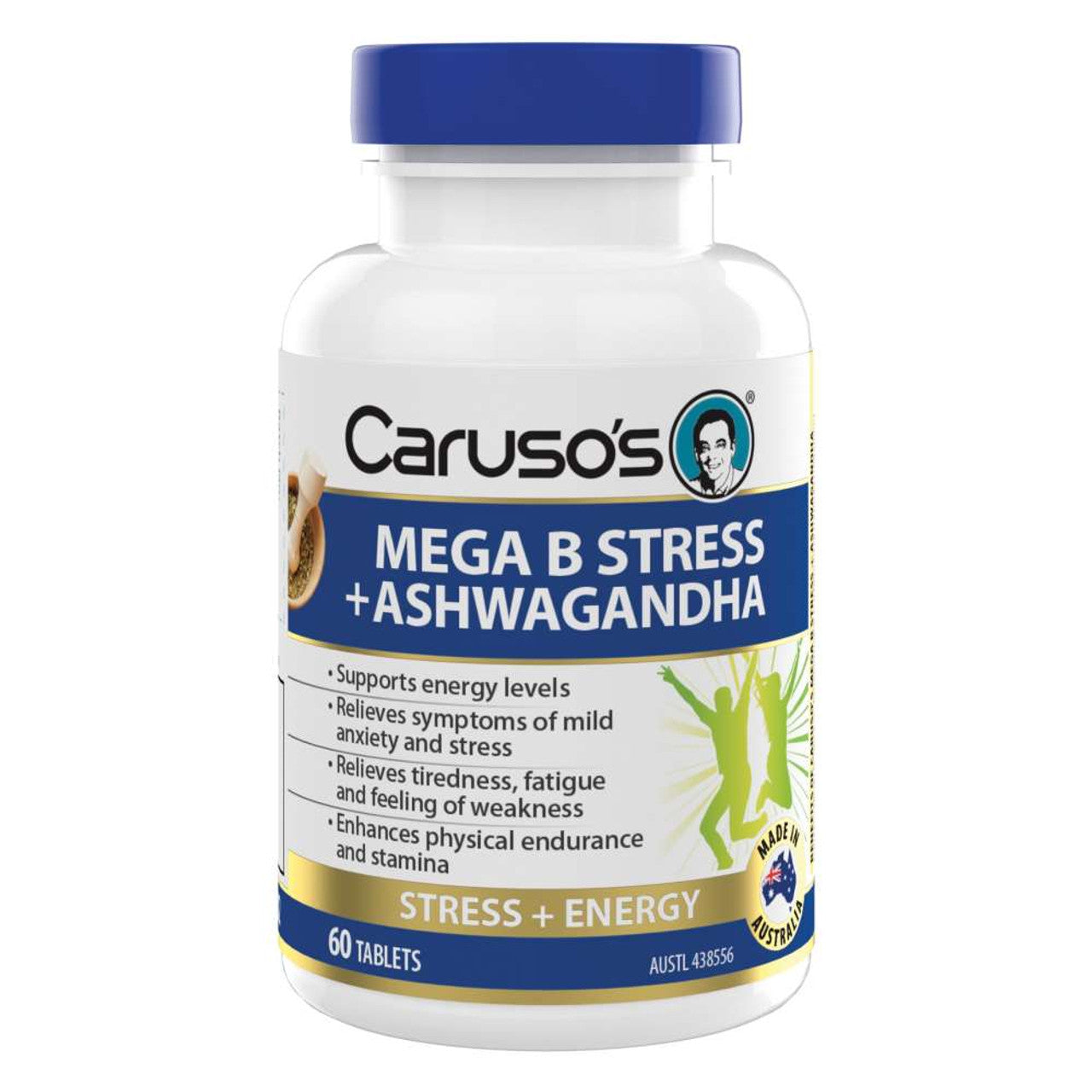 Caruso’s Mega B Stress + Ashwagandha 60 Tablets