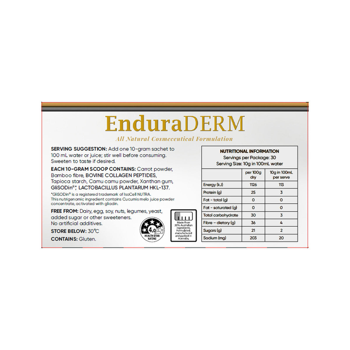 Cell-Logic EnduraDERM Sachets 10g x 30 Pack