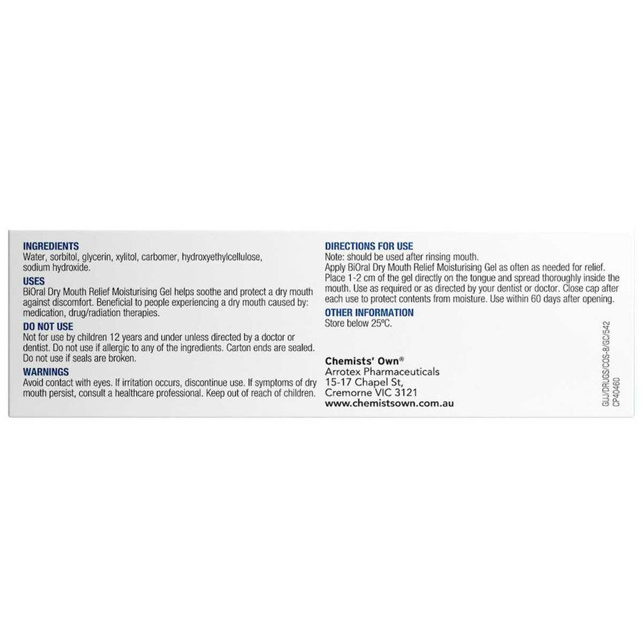 Chemists' Own BiOral Dry Mouth Relief Moisturising Gel 42g