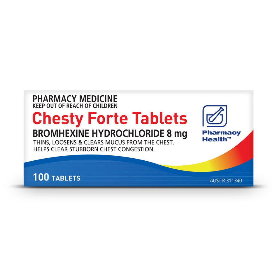 Pharmacy Health Chesty Forte Bromhexine Hcl 100 Tablets