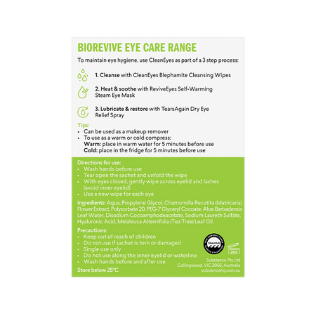 Biorevive Clean eyes Blephamite Cleansing Wipes 30 Pack