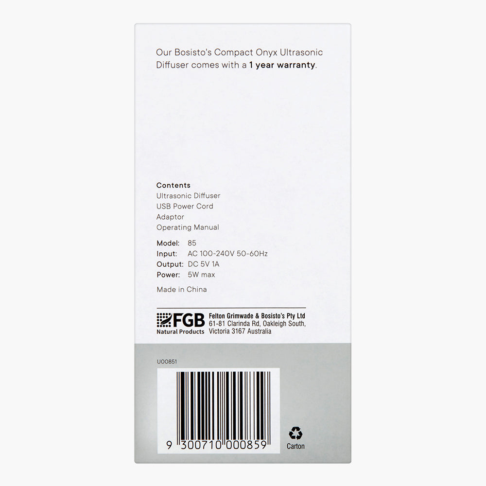 Bosisto's Compact Onyx Ultrasonic Diffuser