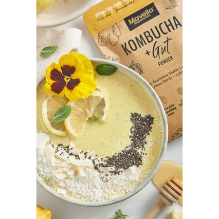 Mavella Superfoods Kombucha + Gut Powder with Australian Native Lemon Aspen & Lemon Myrtle & Ginger 100g