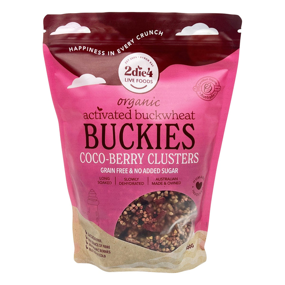 2die4 Live Foods Organic Activated Buckies Coco-berry Clusters 400g