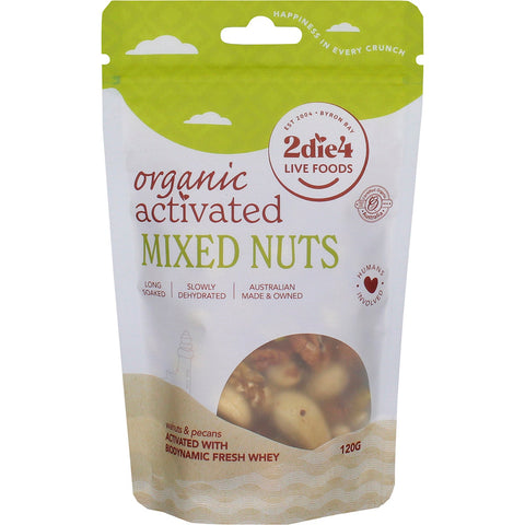 2 Die 4 live foods organic activated mixed nuts activated with fresh whey 120g