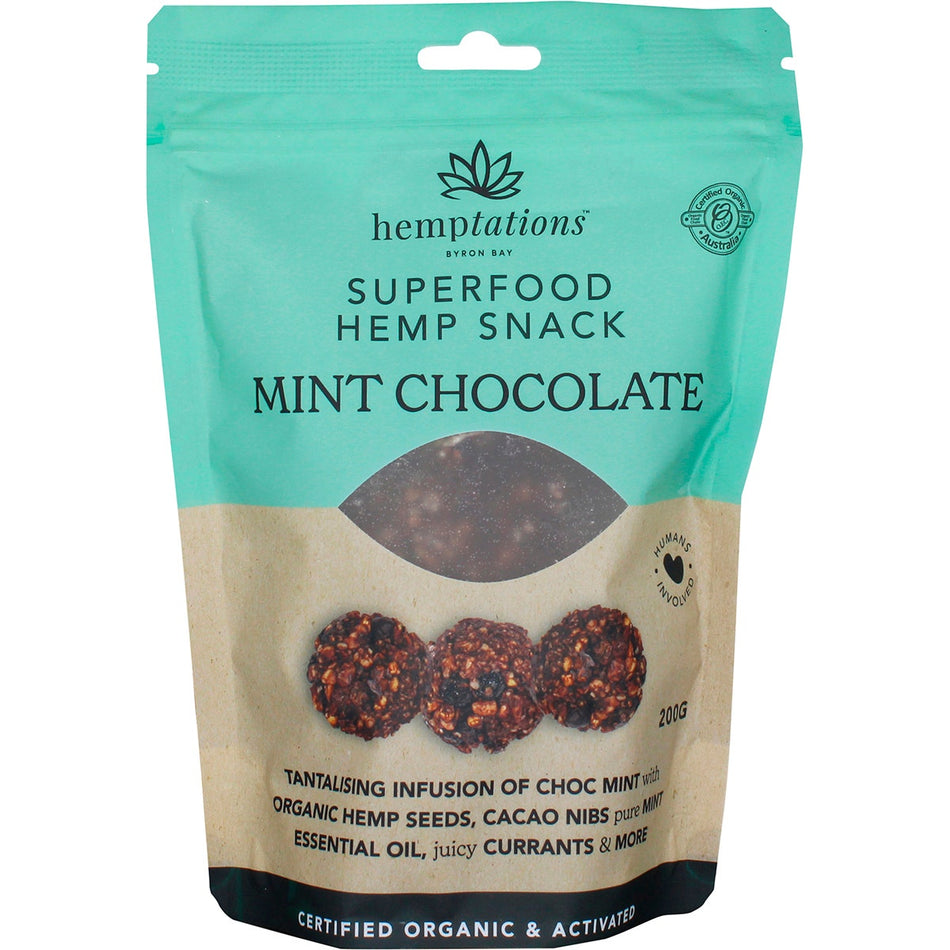 2die4 Live Foods Hemptations - Superfood Hemp Snack Mint Chocolate 200g