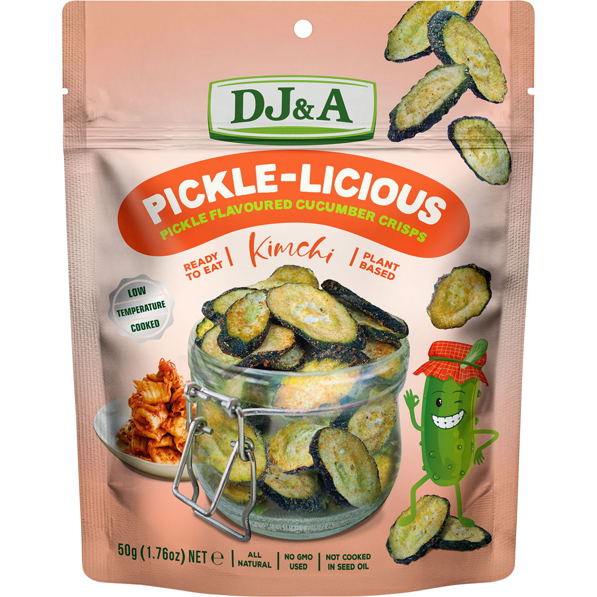 DJ&A Pickle-Licious Pickle Flavoured Cucumber Kimchi 50g x 9 Pack
