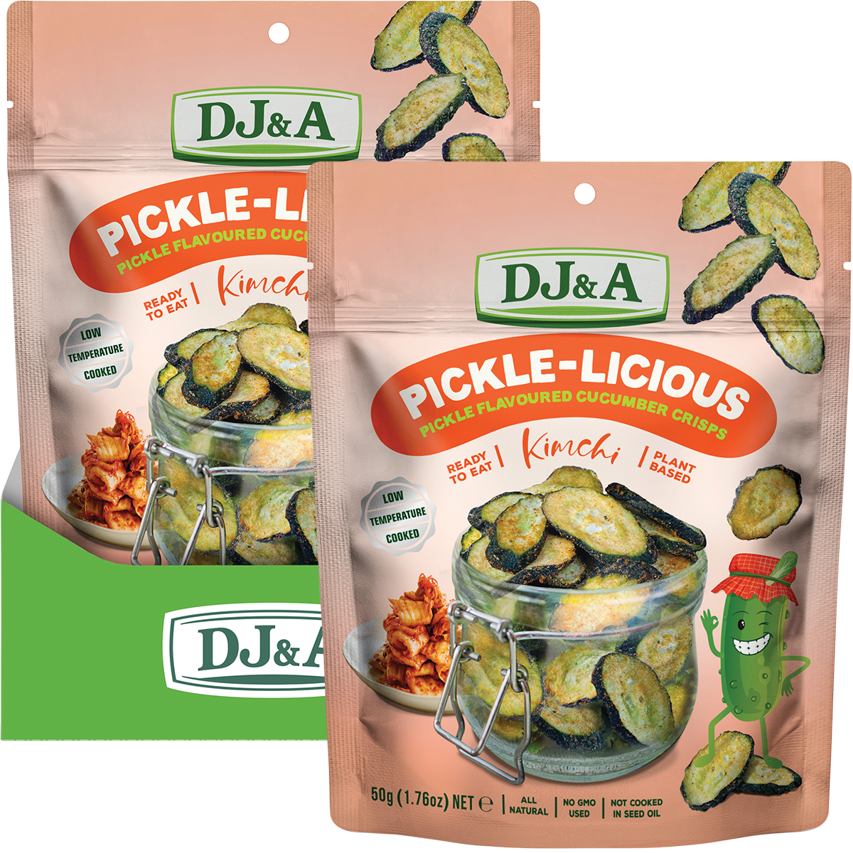 DJ&A Pickle-Licious Pickle Flavoured Cucumber Kimchi 50g x 9 Pack