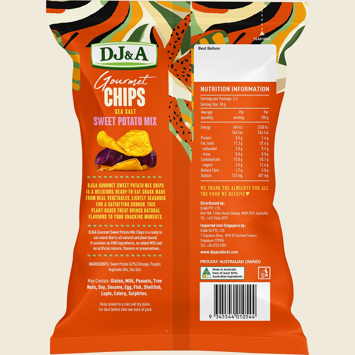 DJ&A Gourmet Chips Sweet Potato Mix Sea Salt 5x100g