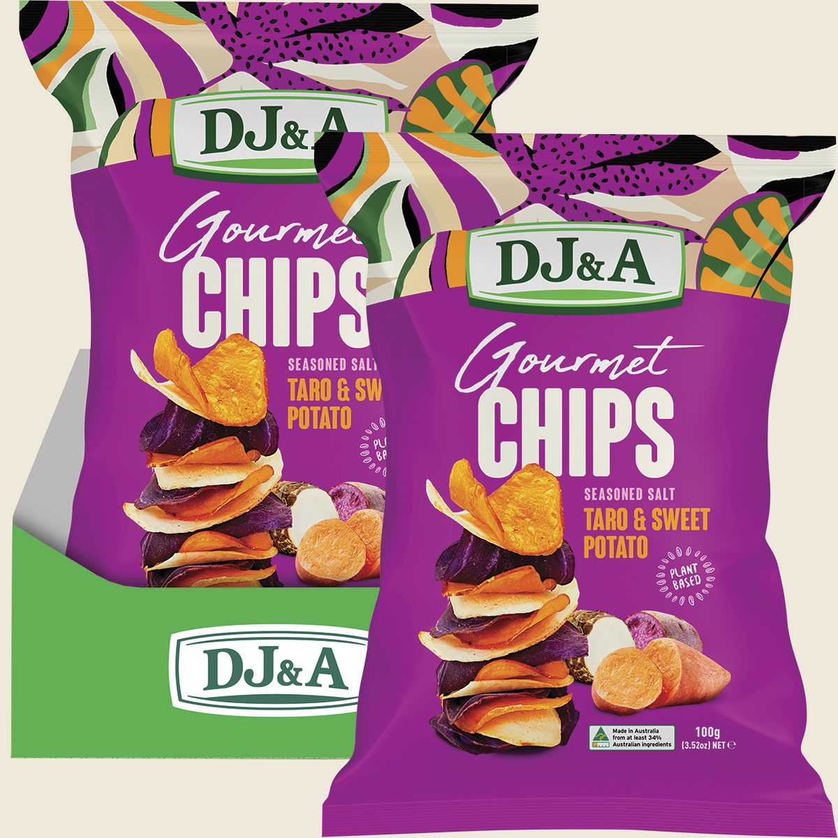 DJ&A Gourmet Chips Taro & Sweet Potato Seasoned Salt 5x100g