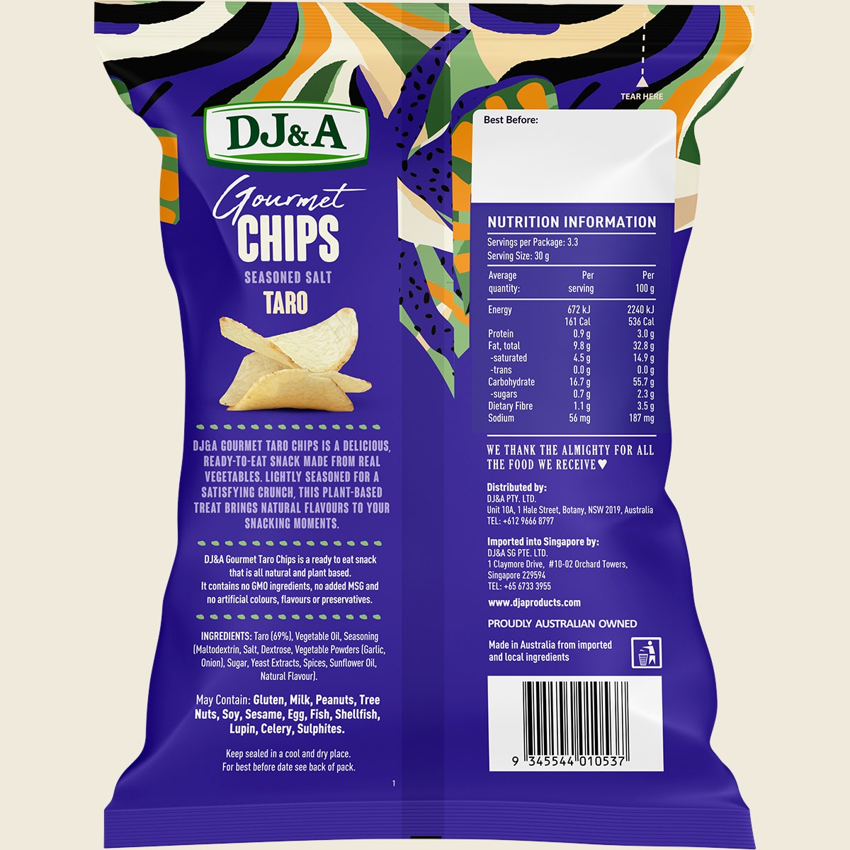 DJ&A Gourmet Chips Taro Seasoned Salt 5x100g