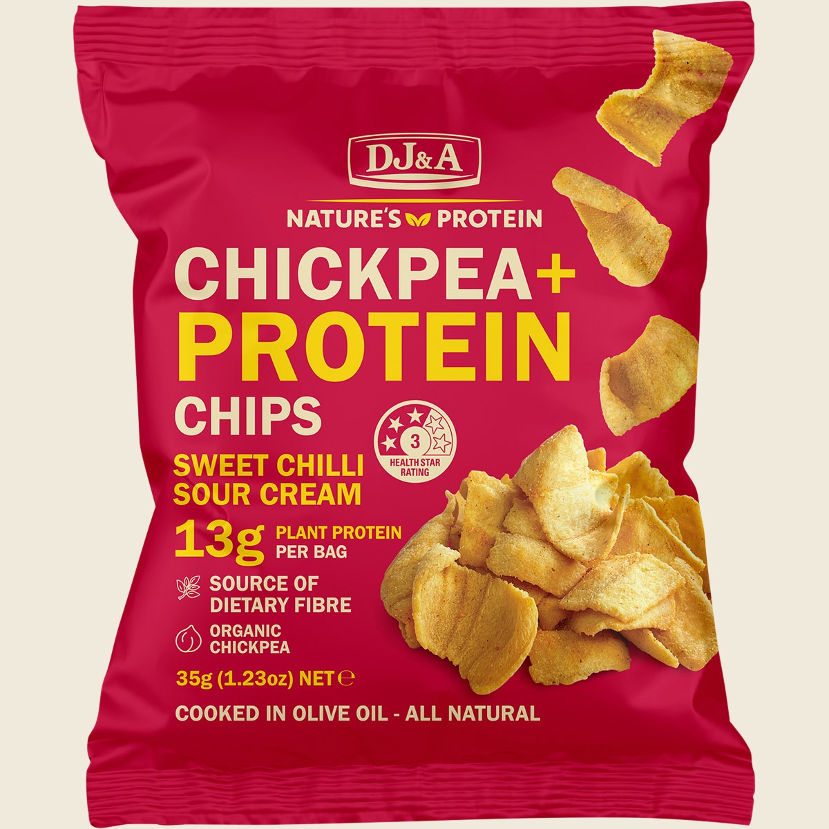 DJ&A Chickpea + Protein Chips Sweet Chilli & Sour Cream 9x35g