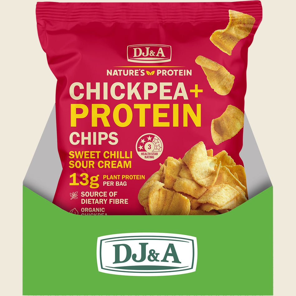 DJ&A Chickpea + Protein Chips Sweet Chilli & Sour Cream 9x35g