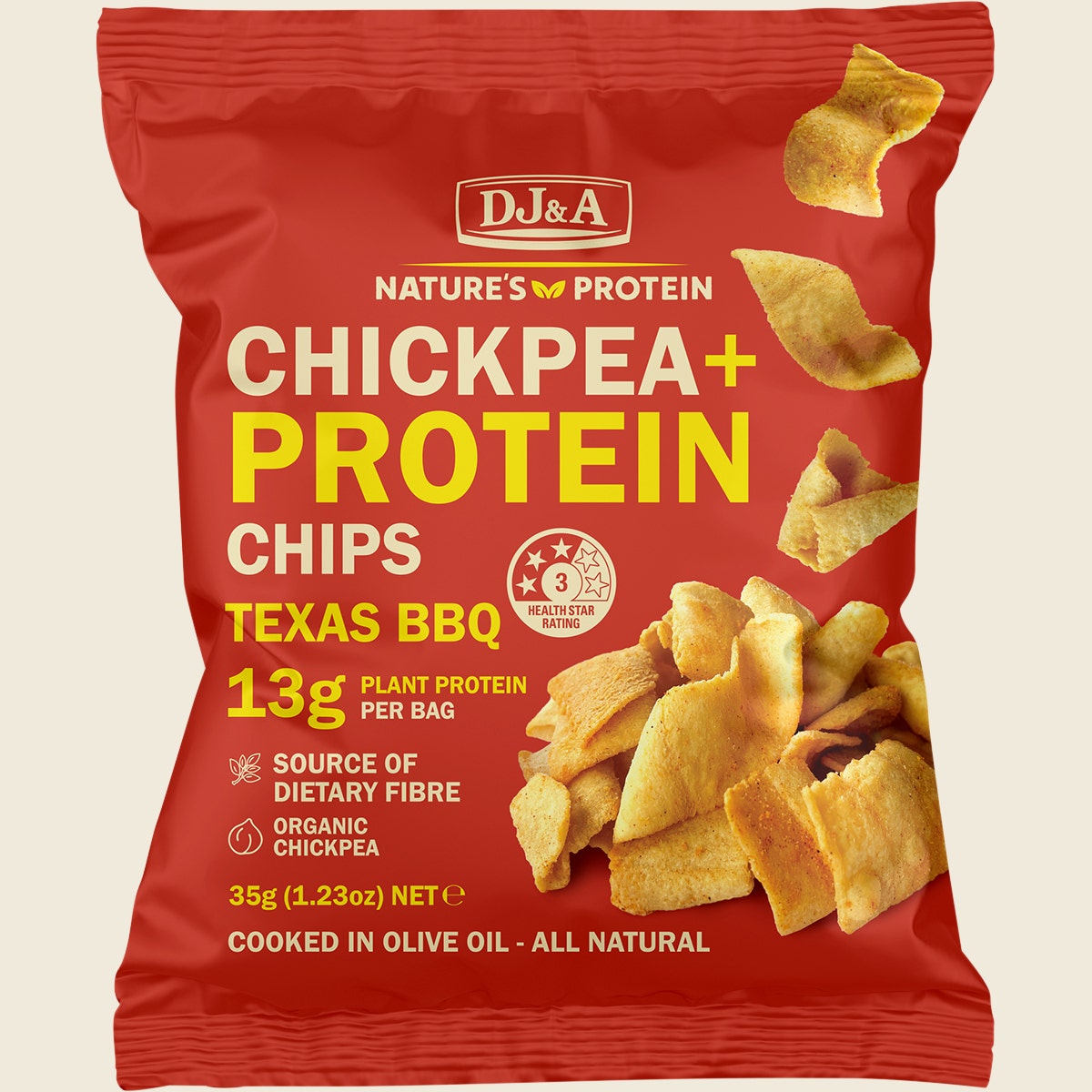 DJ&A Chickpea + Protein Chips Texas BBQ 9x35g